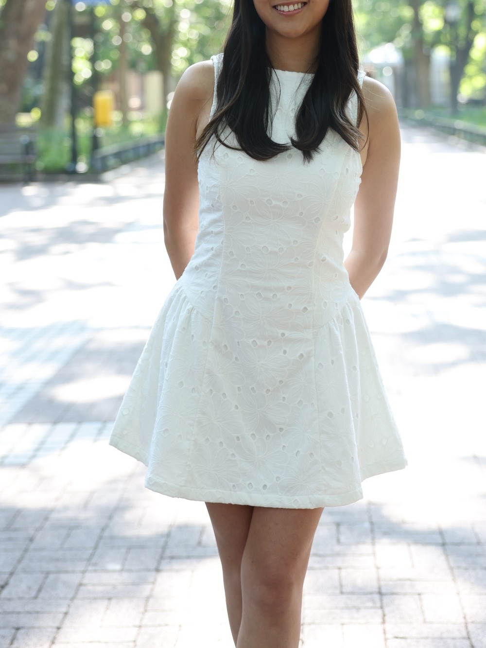 Lulus White Eyelet Fit-and-Flare Dress small - Picture 3 of 3